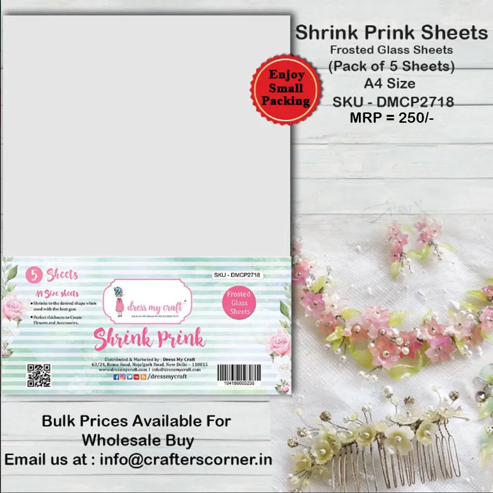 Shrink Prink (Frosted Glass Sheets) - Pack of 5 Sheets