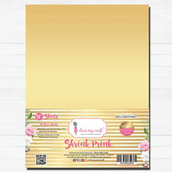 Shrink Prink - Golden Frosted Glass Sheet - Pack of 50 Sheets