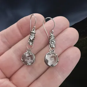 Silver Icelandic Wolf Head Crystal Ball Earrings