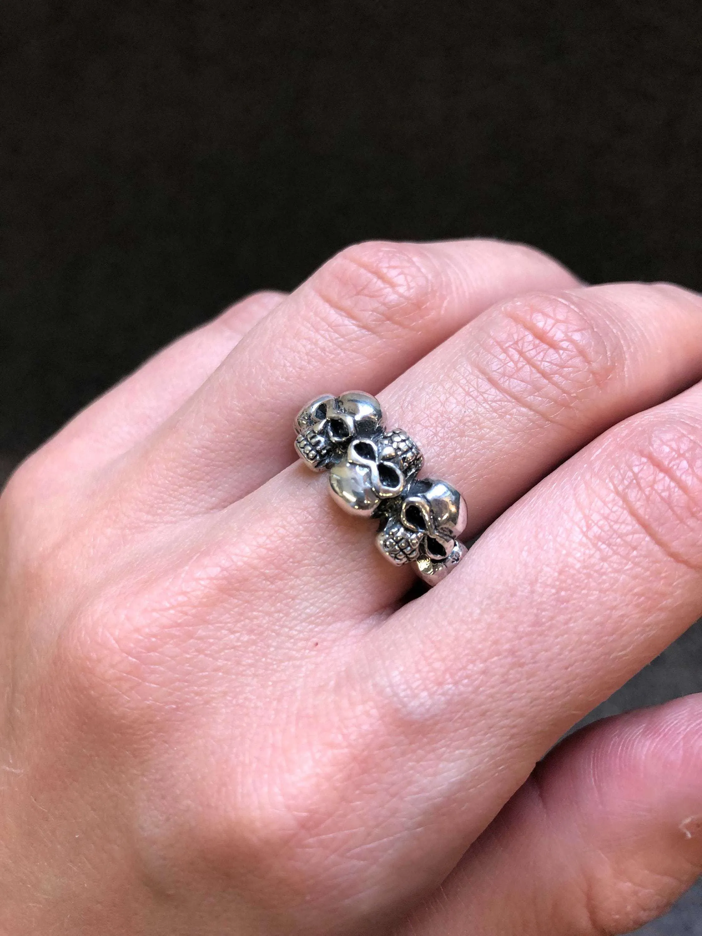 Silver Skulls Ring - Skull Head Ring - Silver Gothic Ring