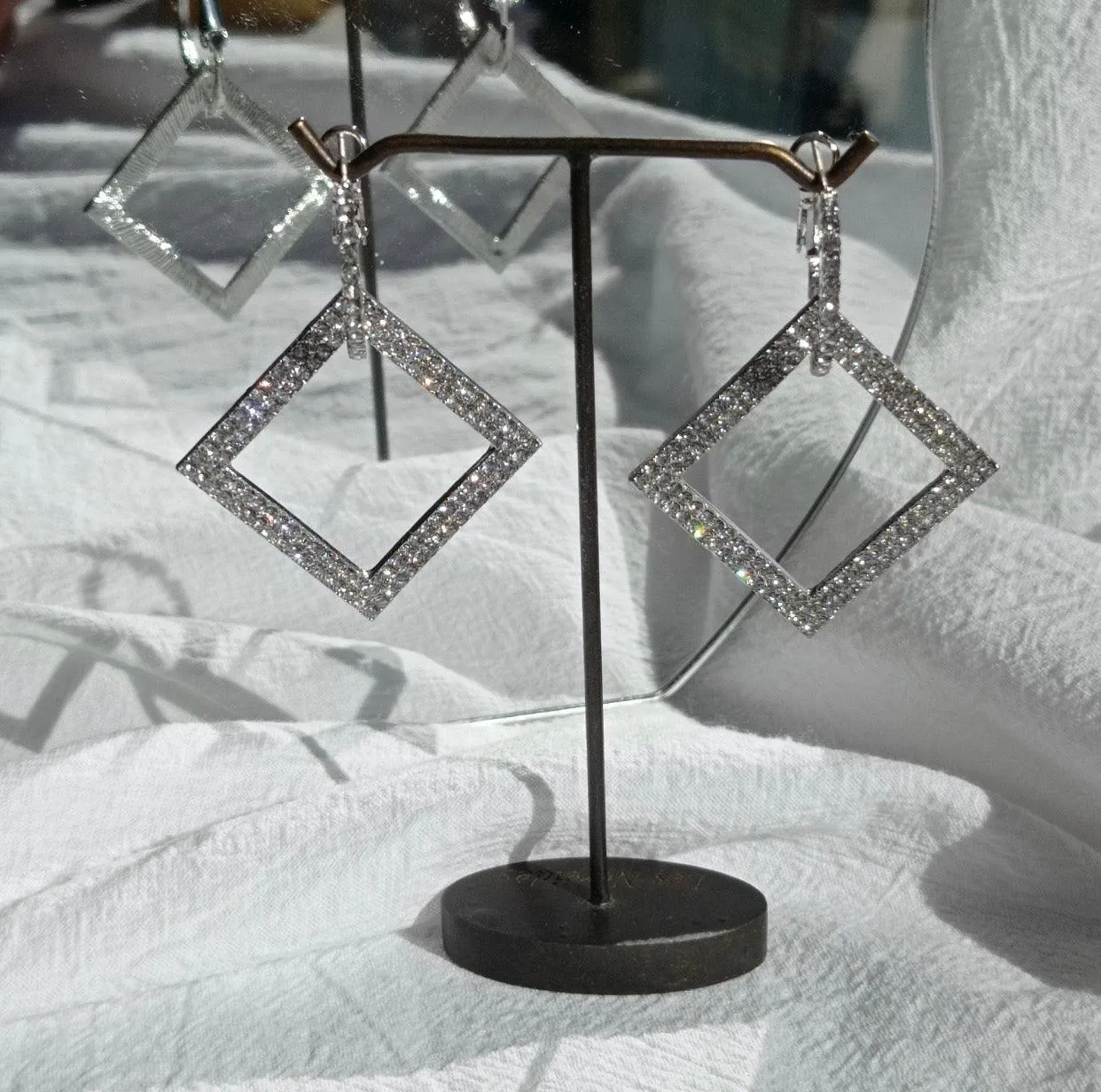 Silver Square Hoop Earrings