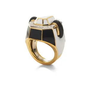 Small Facet Ring, Onyx