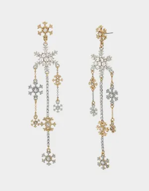 SNOW SPECIAL SNOWFLAKE CHANDELIER EARRINGS CRYSTAL