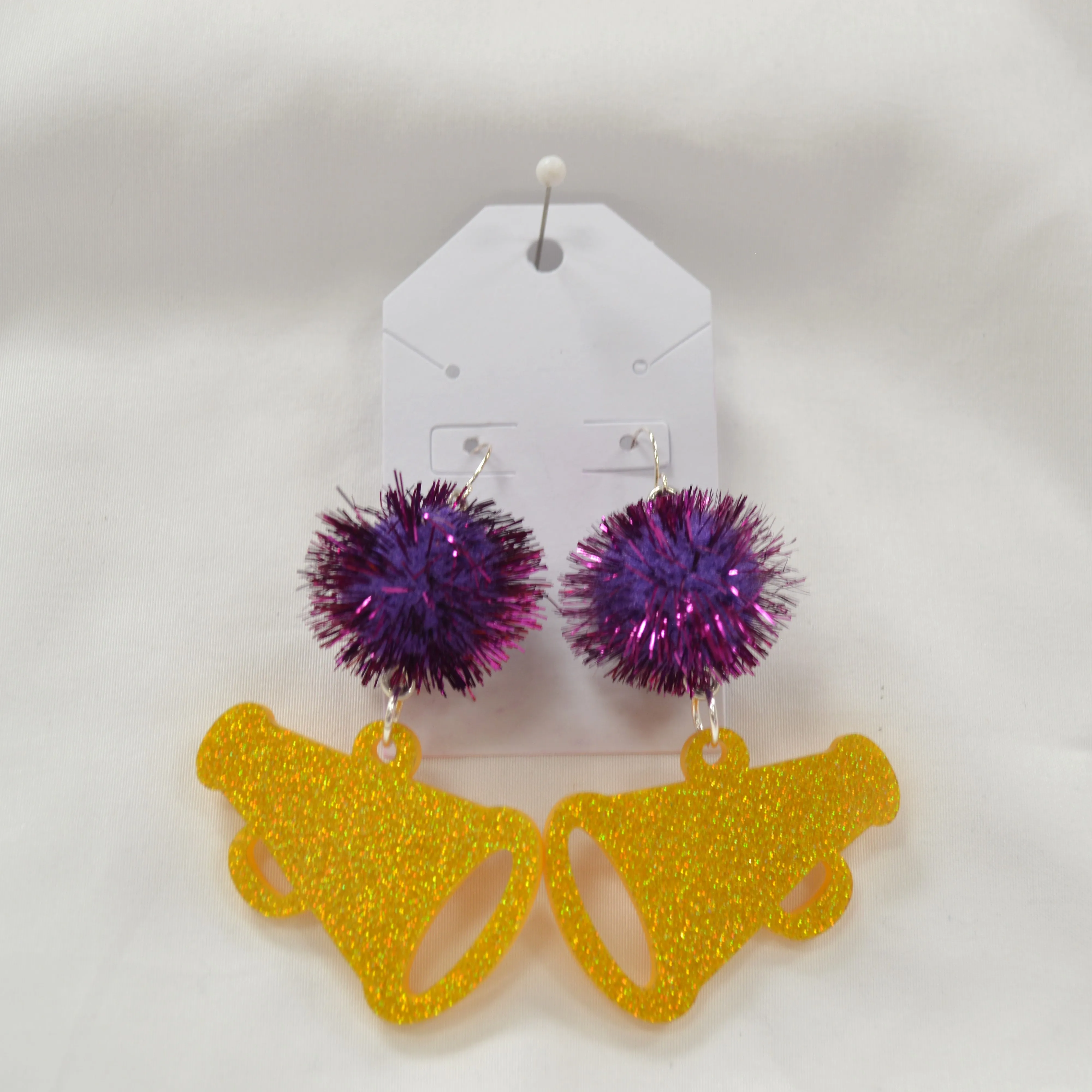 Sparkly Pom with Megaphone Earrings