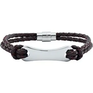 Stainless Steel 3 mm Black Leather 8" Bracelet