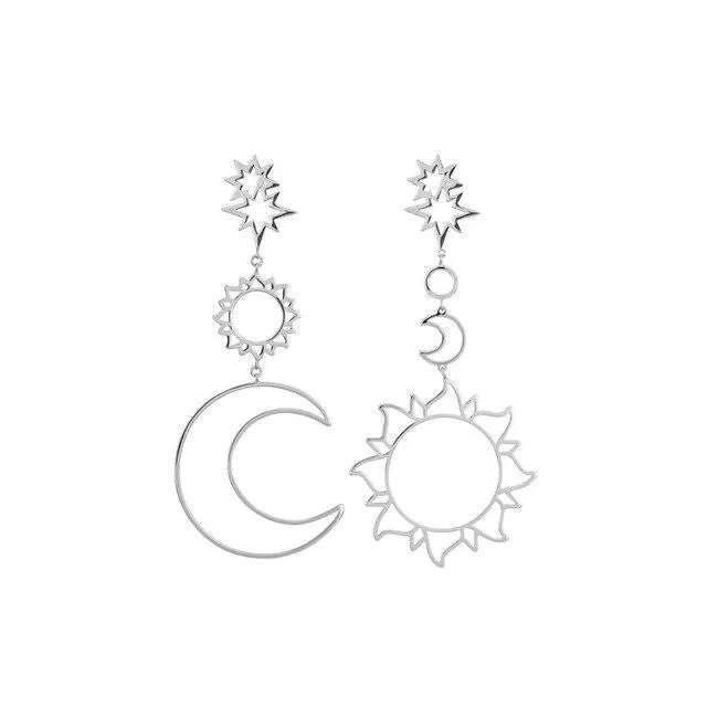 Star Sun Moon Hollow Ear Rings