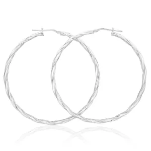 Sterling Silver 50mm Twisted Hoop Earrings