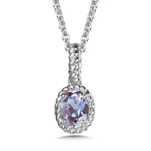 Sterling Silver Created Alexandrite Pendant