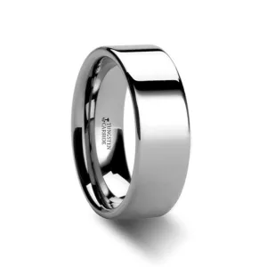 STOCKTON Flat Style White Tungsten Ring - 2mm - 12mm