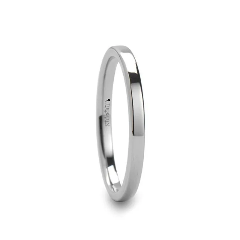 STOCKTON Flat Style White Tungsten Ring - 2mm - 12mm