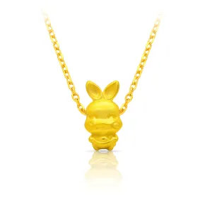 TAKA Jewellery 999 Pure Gold Rabbit YuanBao Pendant with 9K Gold Chain