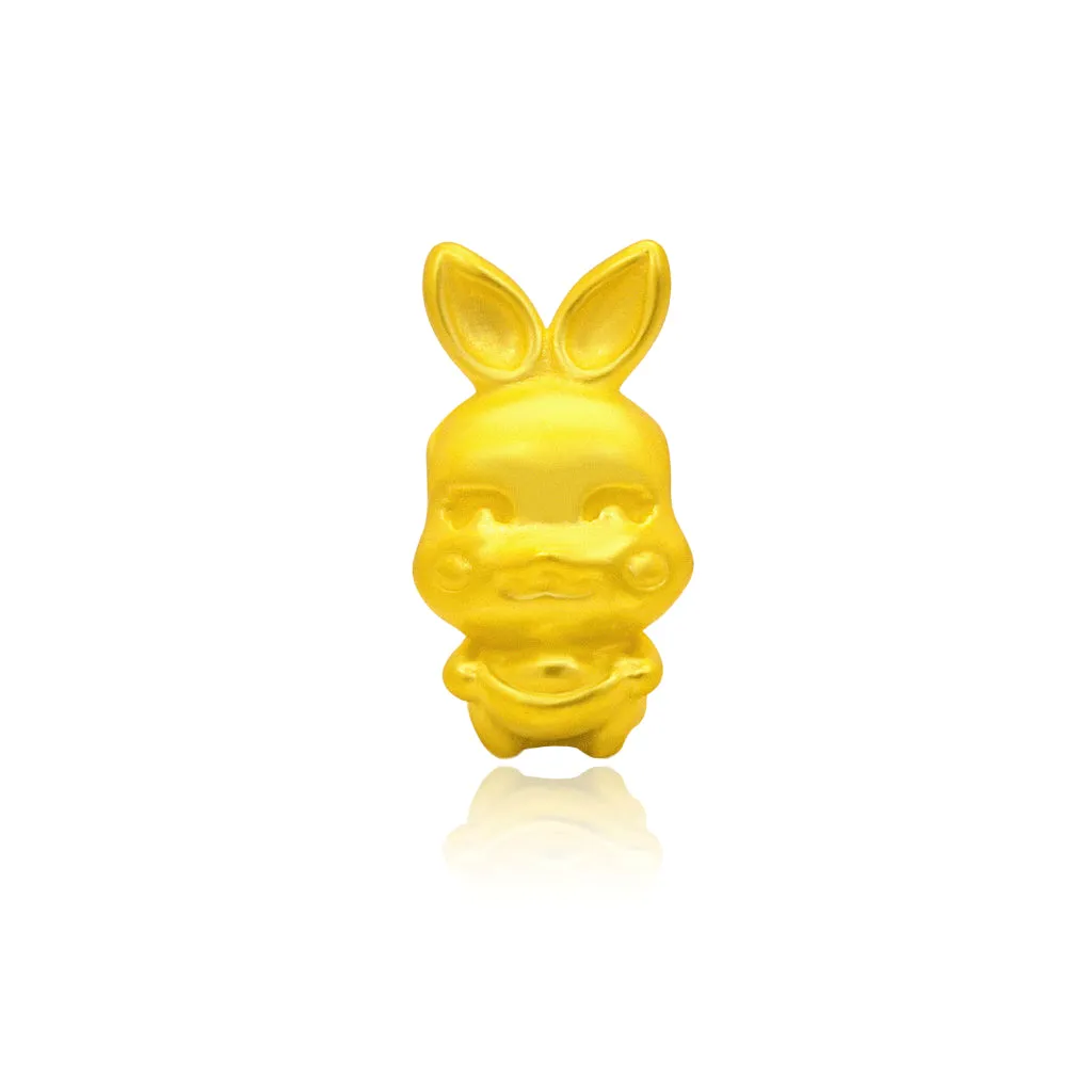 TAKA Jewellery 999 Pure Gold Rabbit YuanBao Pendant with 9K Gold Chain