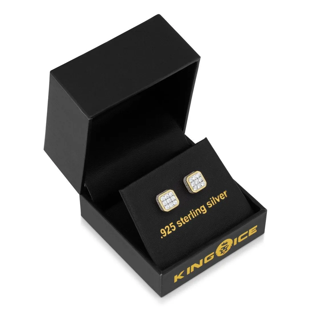 The 14K Gold .925 Sterling Silver Gold Square Stud Earrings