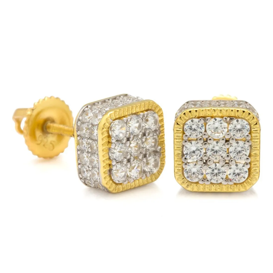 The 14K Gold .925 Sterling Silver Gold Square Stud Earrings