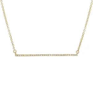 Thin Diamond Bar Necklace in 14k Gold