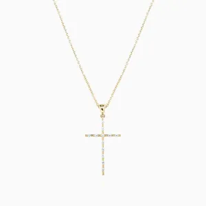 Thin Diamond Cross Necklace