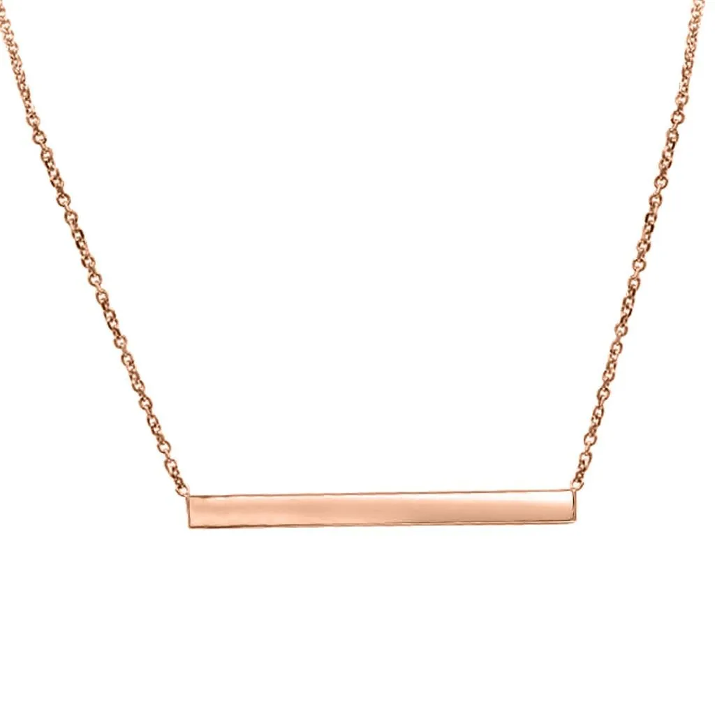 Thin Gold Bar Necklace In 14K Solid Gold