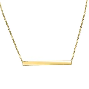 Thin Gold Bar Necklace In 14K Solid Gold