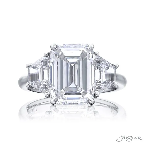 Three Stone Emerald Cut Diamond Ring