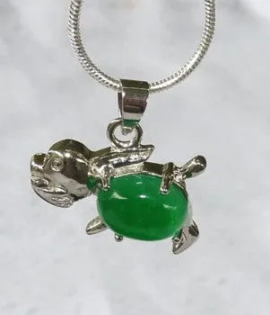 Tiny Silver Dog with Jade Cabochon (Silver-Dog)