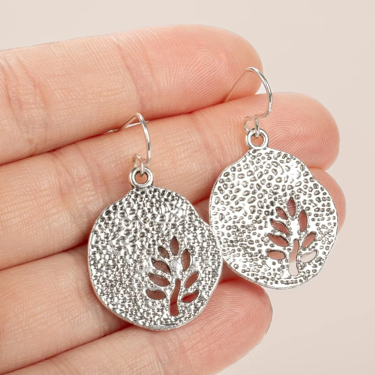 Tree Branch Disc Dangle Earrings