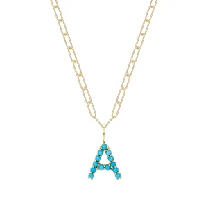 Turquoise and Gold Letter Pendants