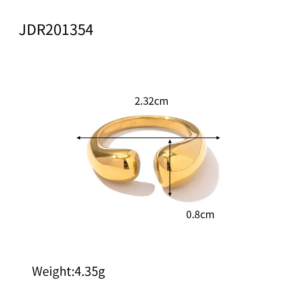 VAIGE 18K Gold Plated Adjustable Chunky Stainless Steel Ring - Fashion Jewelry for All Occasions