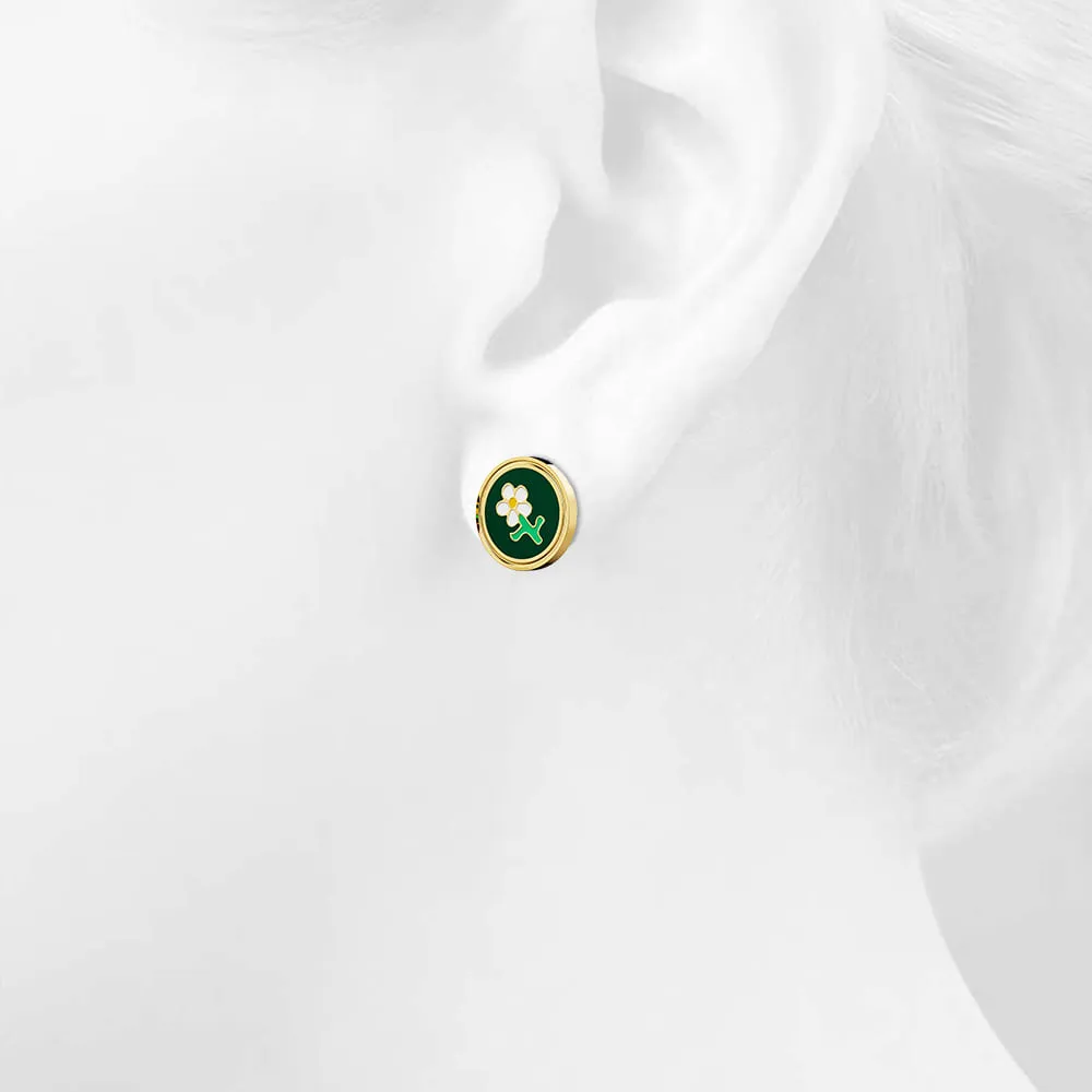 Verdant Floral Stud Earrings in Gold