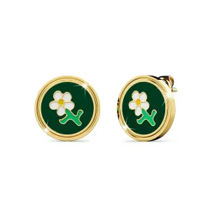 Verdant Floral Stud Earrings in Gold