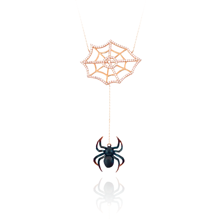 Web with Hanging Spider Necklace