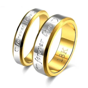 Wedding Couple Rings For Women & Men Engagement Stainless Steel Gold-color Forever Love Jewelry Fashion Ring Lover Gift No Fade