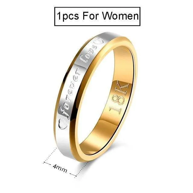 Wedding Couple Rings For Women & Men Engagement Stainless Steel Gold-color Forever Love Jewelry Fashion Ring Lover Gift No Fade