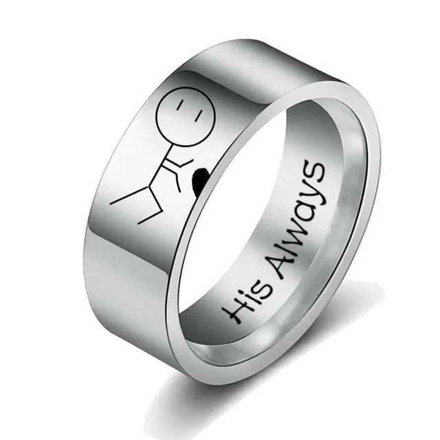 Women His Queen Stainless steel Ring Silver Color Simple Design Her King Couple Ring Wedding Ring for Female Men