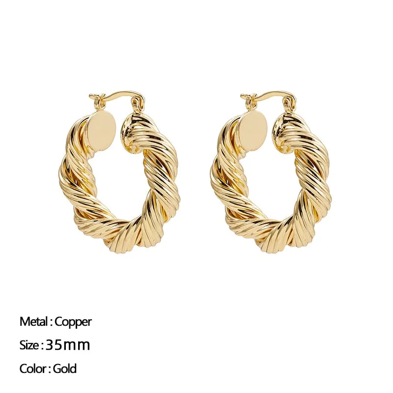 Women Trendy Gold Color Small Large Circle Hoop Earrings