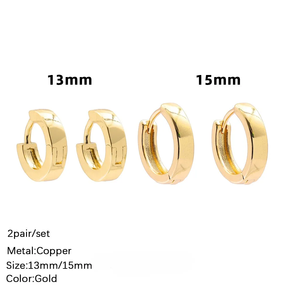 Women Trendy Gold Color Small Large Circle Hoop Earrings