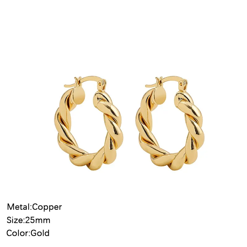 Women Trendy Gold Color Small Large Circle Hoop Earrings