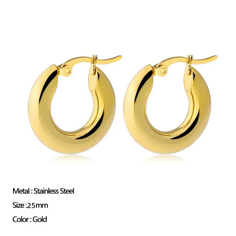 Women Trendy Gold Color Small Large Circle Hoop Earrings