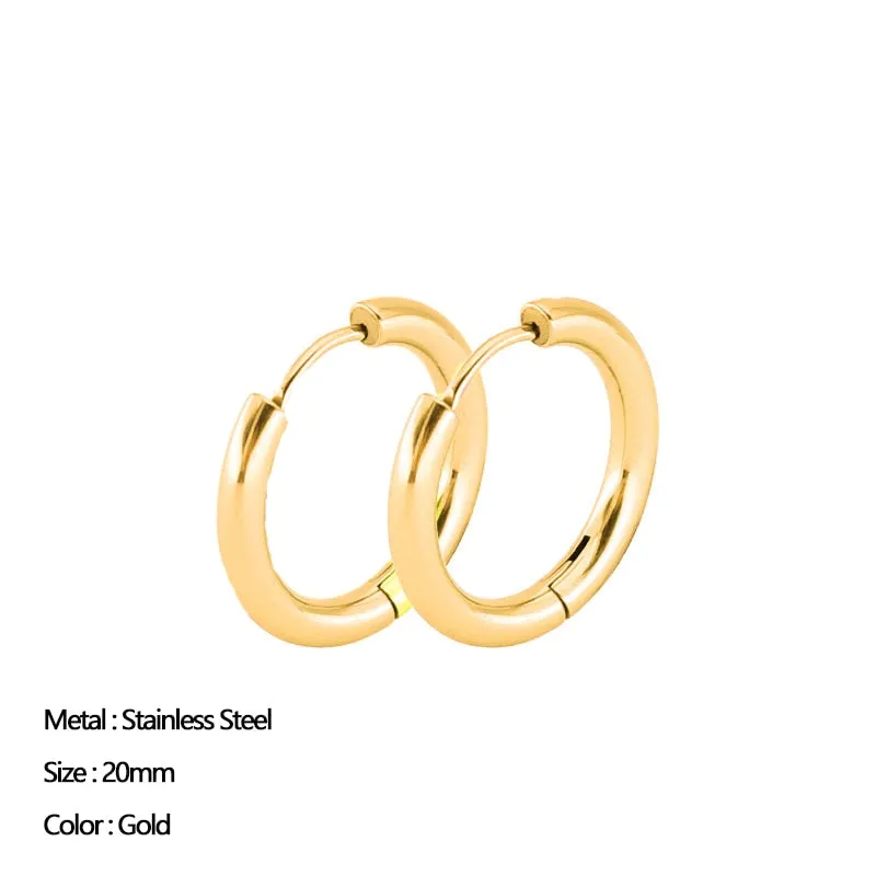 Women Trendy Gold Color Small Large Circle Hoop Earrings