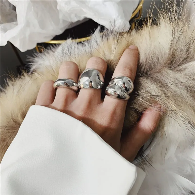 XIYANIKE Minimalist Silver Color  Finger Rings for Women Couples Trendy Elegant French Gold Geometric Punk Party Jewelry