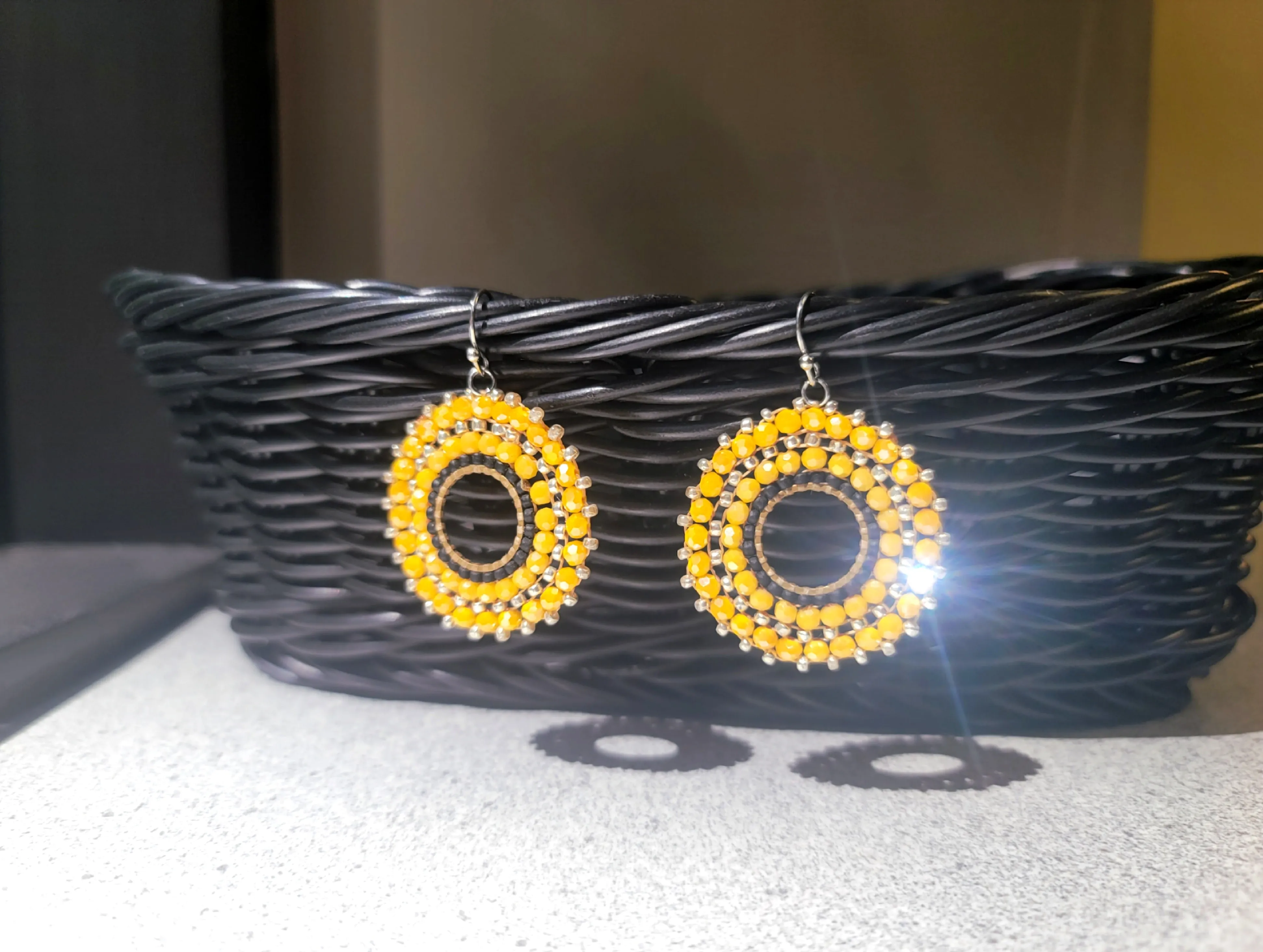 Yellow Ferris Wheel Earrings