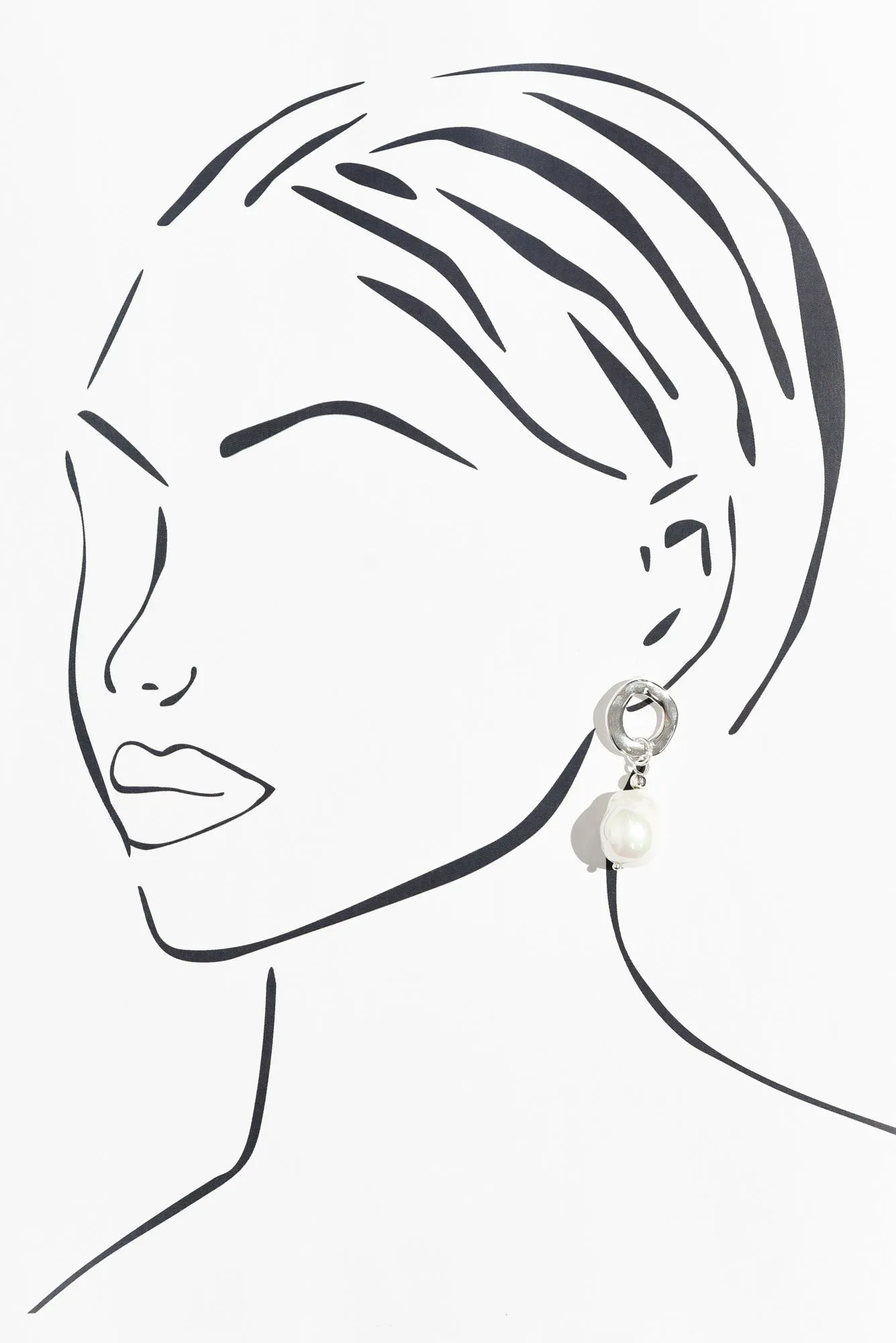 Zania Silver Pearl Drop Earrings