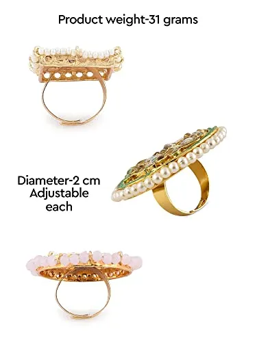 ZAVERI PEARLS Set Of 3 Wedding Collection Adjustable Finger Rings For Women-ZPFK11492